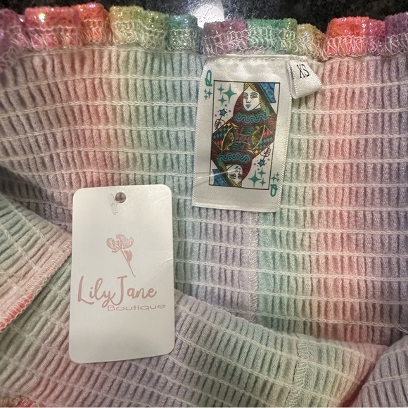 NWT Queen Of Sparkles Rainbow Smocked Swing Shorts Size XS Extra Small - Picture 5 of 5